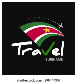 Vector travel company logo design - Country travel agency logo - Country Flag Travel and Tourism concept t shirt graphics - Travel Suriname Symbol - vector illustration