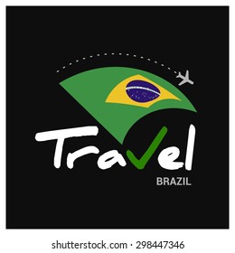 Vector travel company logo design - Country travel agency logo - Country Flag Travel and Tourism concept t shirt graphics - Travel Brazil Symbol - vector illustration