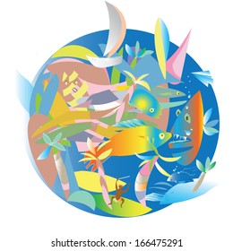 vector of travel concept by sea and by plane