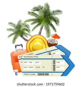 Vector Travel Concept with Tickets isolated on white background