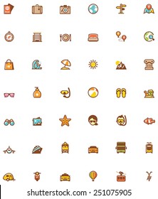  Vector travel equipment and metaphors icon set