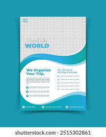 Vector travel flyer and travel agency poster template design.