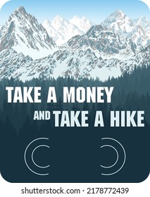 Vector Travel And Hiking Printable Money Card (money Holder)