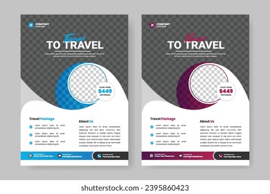 vector travel holiday flyer design and brochure cover page template and editable tour poster template 