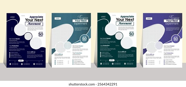 vector travel holiday flyer design and brochure cover page template. Adventure Tour Sale A4 size Flyer, Poster design.