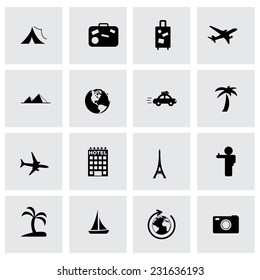 Vector travel icon set on grey background