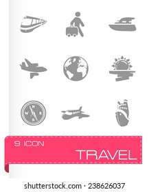 Vector travel icon set on grey background