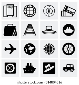 Vector Travel icon set on grey background