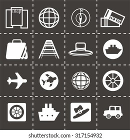 Vector Travel icon set on black background