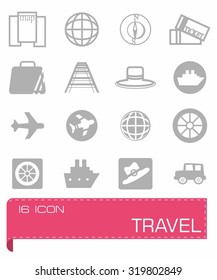 Vector Travel icon set on grey background