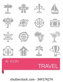 Vector Travel icon set on grey background