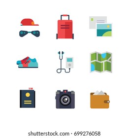 Vector travel icon set, summer