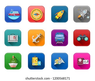 vector travel icons set - hotel and tourism vacation sign symbols - holiday icons