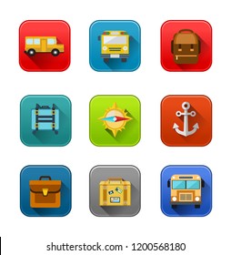 vector travel icons set - hotel and tourism vacation sign symbols - holiday icons