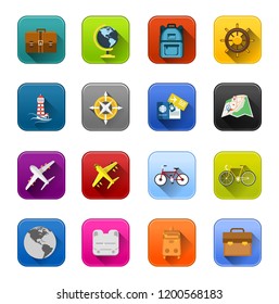 vector travel icons set - hotel and tourism vacation sign symbols - holiday icons