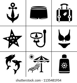 vector travel icons, vacation and tourism icons, hotel sign and symbols