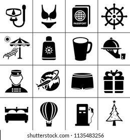 vector travel icons, vacation and tourism icons, hotel sign and symbols