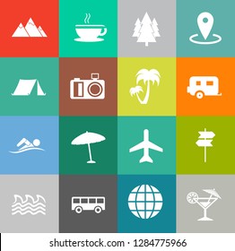 vector travel icons, vacation and tourism icons, hotel icons