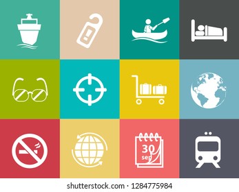 vector travel icons, vacation and tourism icons, hotel icons