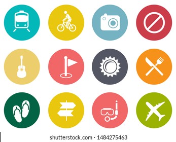 vector travel icons, vacation and tourism icons, hotel icons