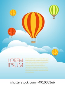 Vector travel illustration with balloons. Template for a text