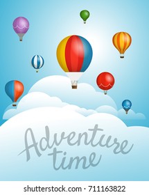 Vector travel illustration with balloons. Template for a text