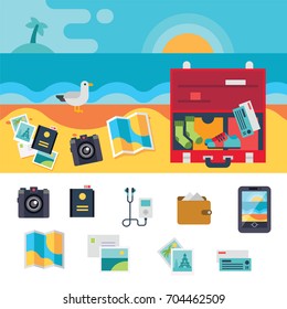 Vector travel illustration, summer