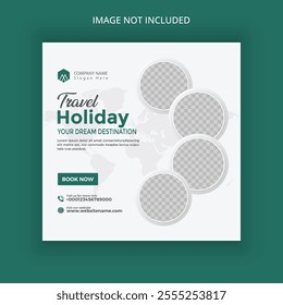 Vector travel instagram post banner or social media post template