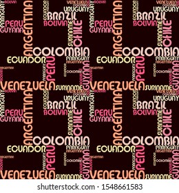 Vector travel lettering pattern. South America .