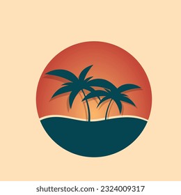 Vector travel logo with symbol of , palm tree