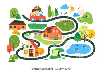 Map Of A Town Drawing Road Map Children Images, Stock Photos & Vectors | Shutterstock