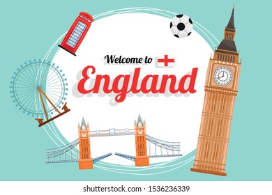 Vector travel poster of England.