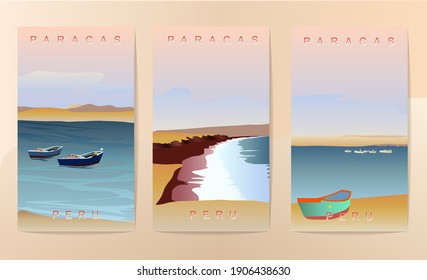 vector travel poster of Peru handmade drawing vector illustration retro style flat design