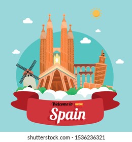 Vector travel poster of Spain.