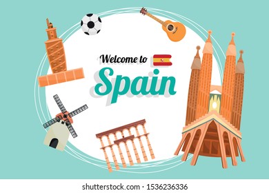 Vector travel poster of Spain.