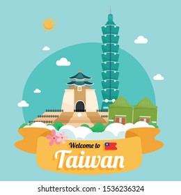 Vector travel poster of Taiwan.