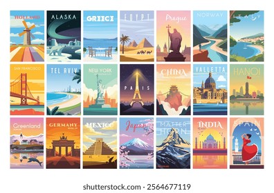 Vector travel posters set Vector