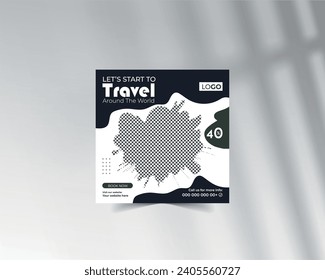 Vector travel social media post design or instagram banner template