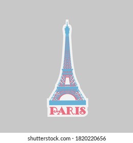 Vector travel sticker.  The Eiffel tower, Paris, France.