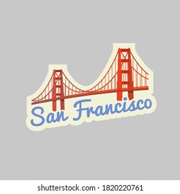 Vector travel sticker.  The Golden Gate, San Francisco, The USA.