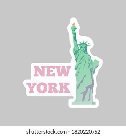 Vector travel sticker.  The statue of liberty, the USA.