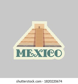 Vector travel sticker. Teotihuacan, Mexico.