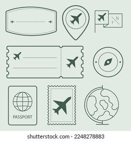 vector of Travel stickers and badge set vector about airport icon design