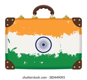 vector Travel suitcase with flag of India