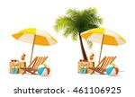 Vector travel and summer beach vacation relax icon