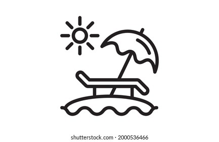 Vector travel and summer beach vacation relax icon