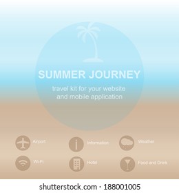 Vector travel template for website and mobile application. Vector travel icons.