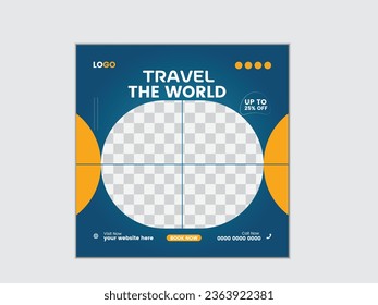  vector travel tour instagram post or social media post template.