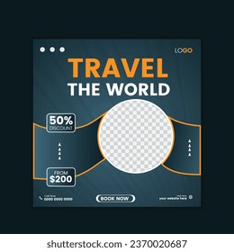  vector travel tour instagram post or social media post template.