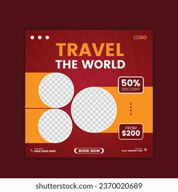  vector travel tour instagram post or social media post template.